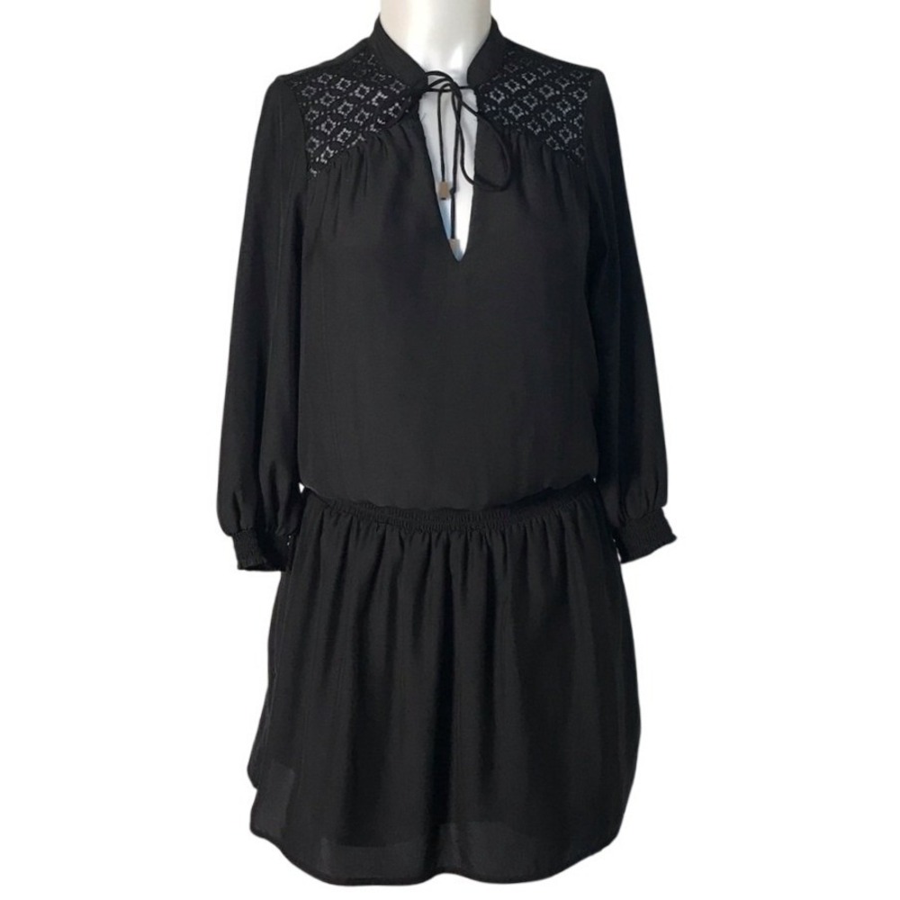 BAR III BLACK ELASTIC WAIST 3/4 SLEEVE‎ DRESS